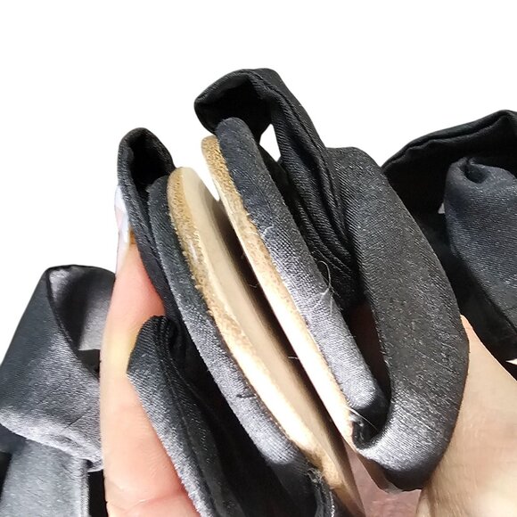 Black Heeled Sandals With Bow Accents & Wooden Block Heel size 9 - Picture 6 of 12